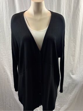 COS Black V-Neck Button-Front Cardigan/Dress S